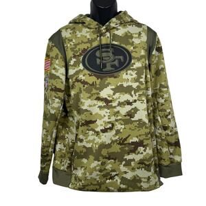 Nike NFL San Francisco 49ers Green Camo 2021 Salute To Service Hoodie Size L